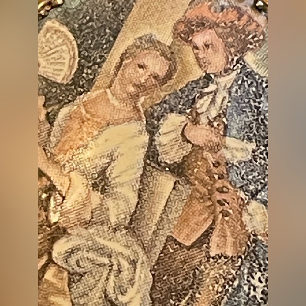 Whiting & Davis Vintage Gold Oval Brooch with 18th C Romantic Scene - Picture 2 of 10
